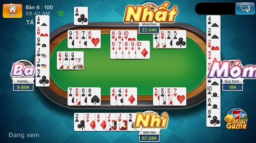 Chơi Phỏm cần phải có 4 người chơi là đẹp nhất