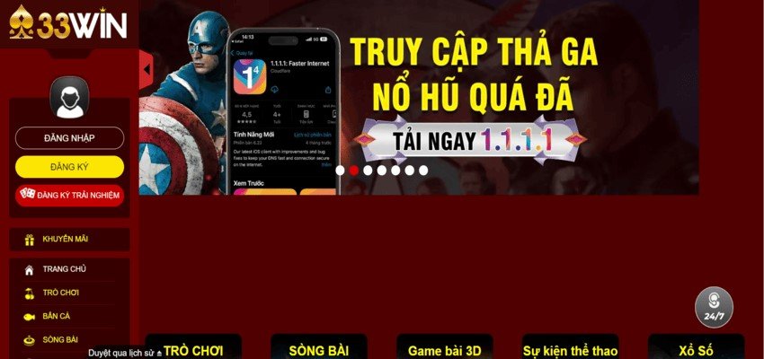 Nhà cái 33win2 có giao diện web vô cùng thân thiện và dễ sử dụng